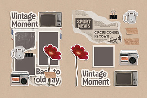 Vintage Scrapbook Layout & Elements
