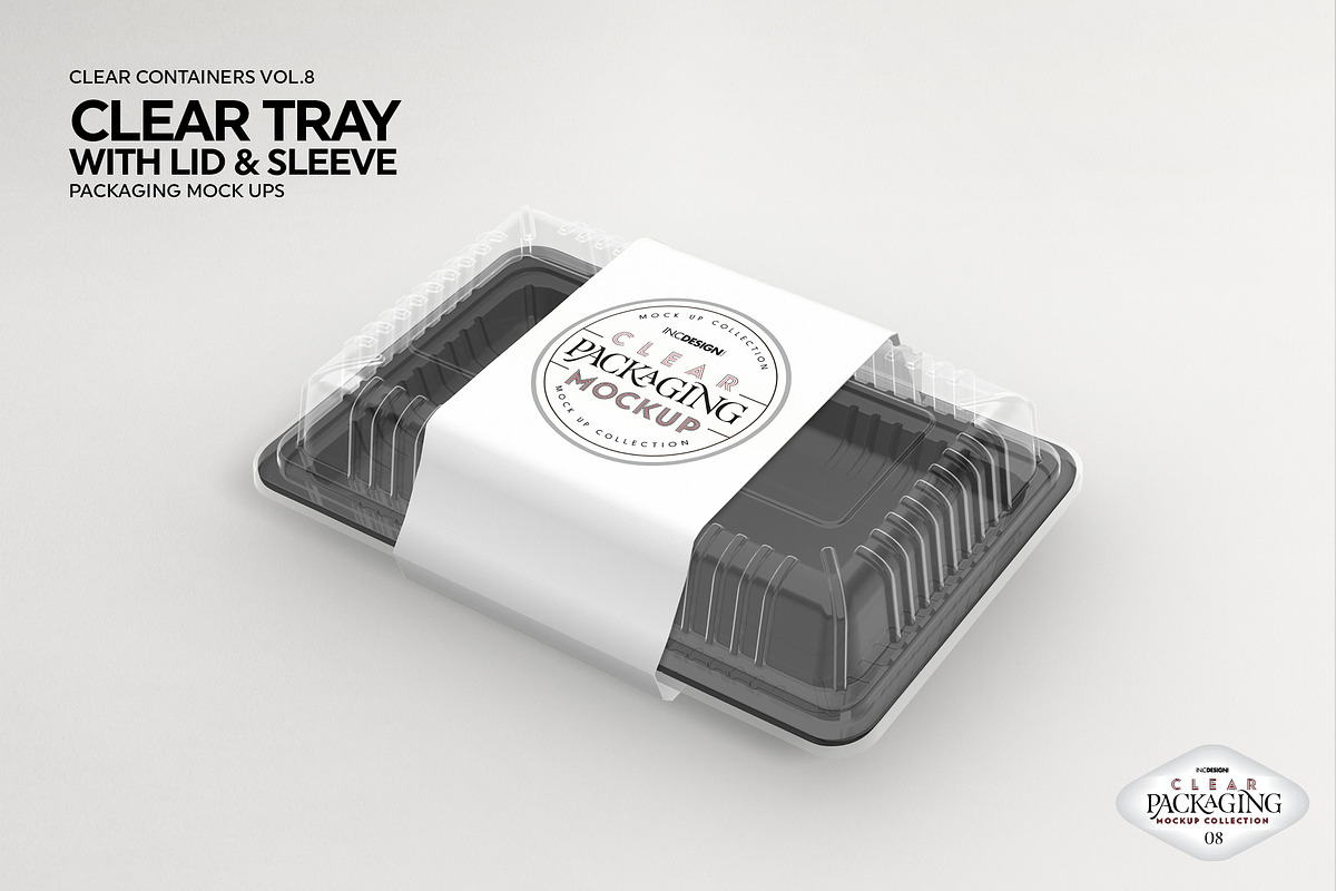 Clear Tray with Lid Packaging Mockup, a Packaging Mockup by INCDesign (Photo 2 of 7)