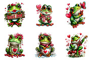Whimsical Valentine Frog Clipart, an Illustration by DreamArtGraphic (Thumbnail 2 of 4)