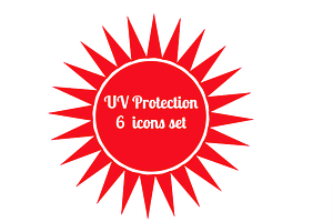 UV protection symbole 6 icons set