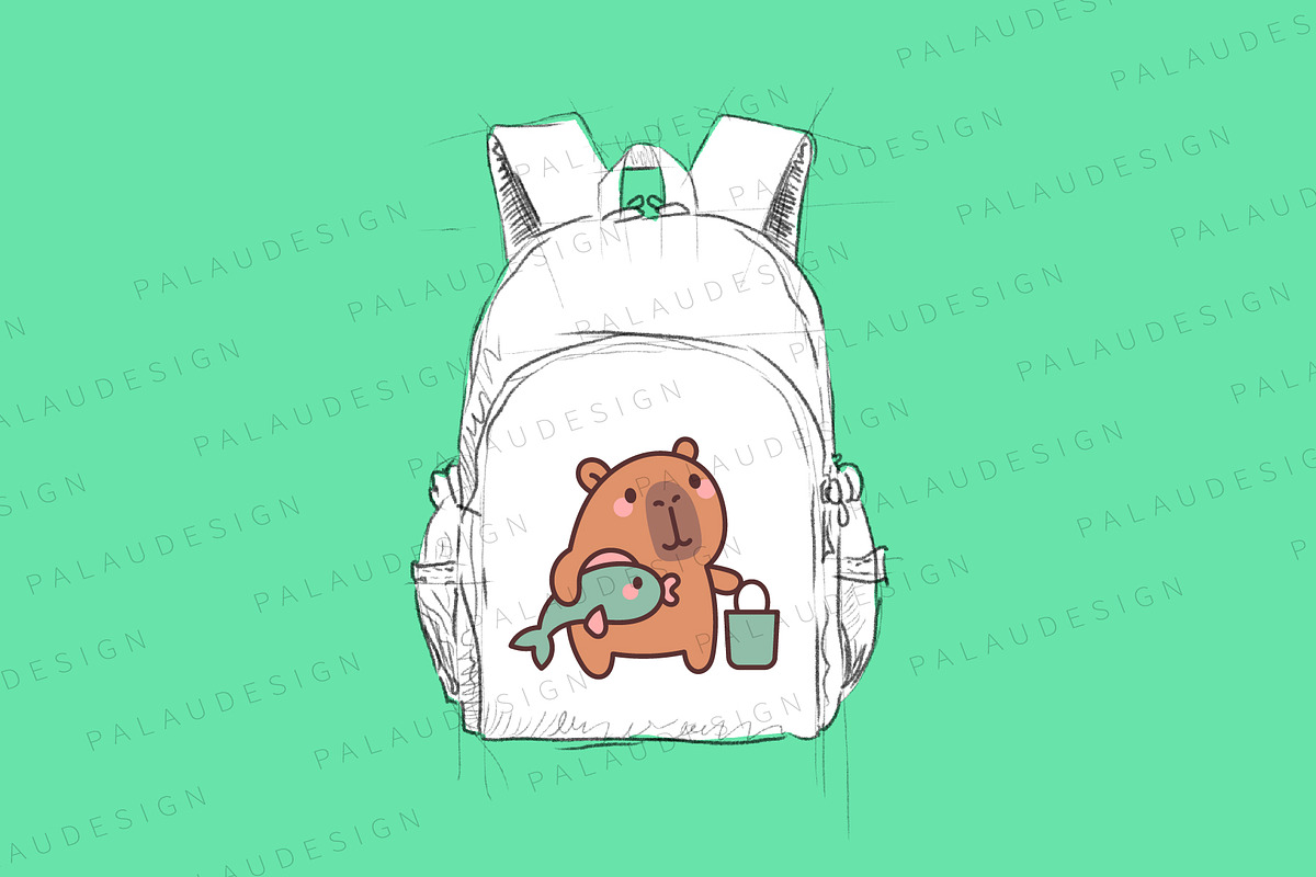Kawaii Capybara Fishing, an Animal Illustration by Palau (Photo 3 of 12)