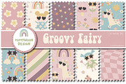 Groovy Fairy clipart & paper set, an Illustration by Poppymoondesign (Thumbnail 2 of 5)