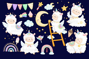 Rainbow And Llama Clipart