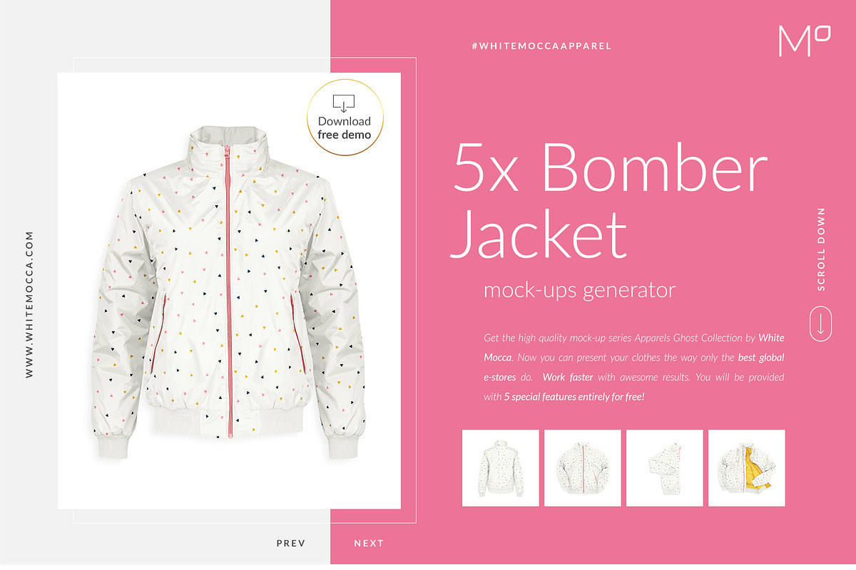 Bomber Jacket Ghost Mockups Set FREE, a Books & Magazine Mockup by Apparel_Mockups (Photo 1 of 21)