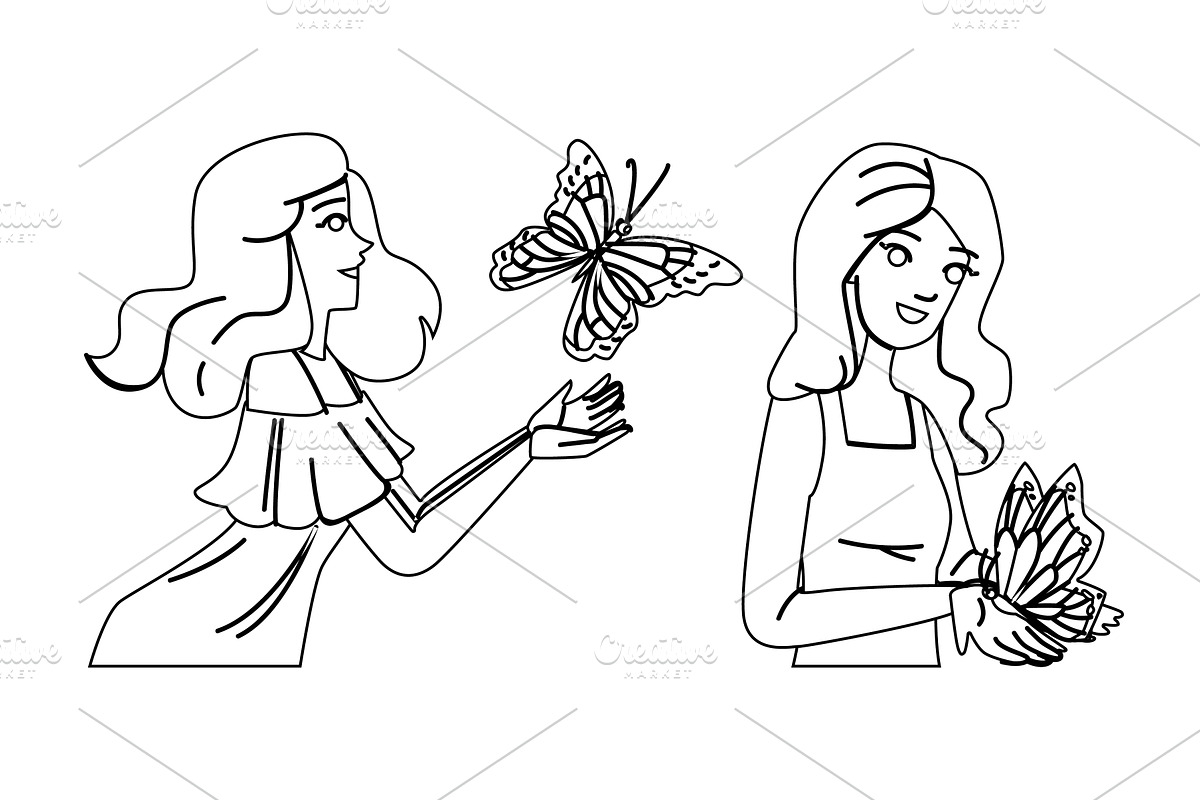 beautiful woman butterfly vector, a Person Illustration by pikepicture