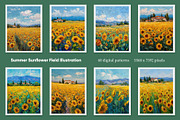 Summer Sunflower Field Illustration, a Decorative Illustration by Housui Patterns (Thumbnail 2 of 12)