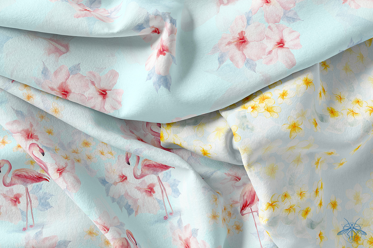 Oasis | Watercolor Flamingo patterns, a Pattern Graphic by Tanya Vollar (Photo 8 of 10)