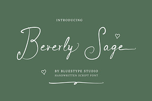 Beverly Sage - Handwritten Fonts, a Script Font by Bluestype Studio