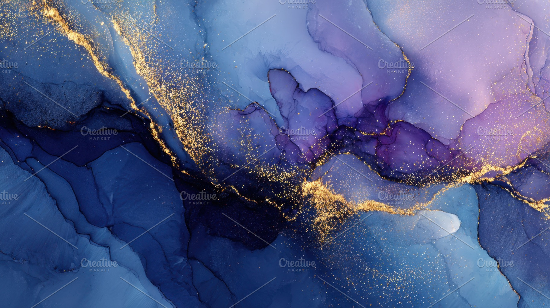 Swirls of blue and purple with gold, a Photo by Beautiful things