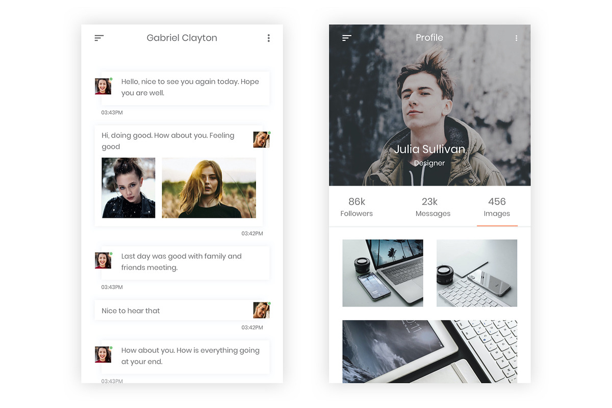 Chatting & Sharing Illustrator App, an UI Kit Template by themelove (Photo 7 of 11)