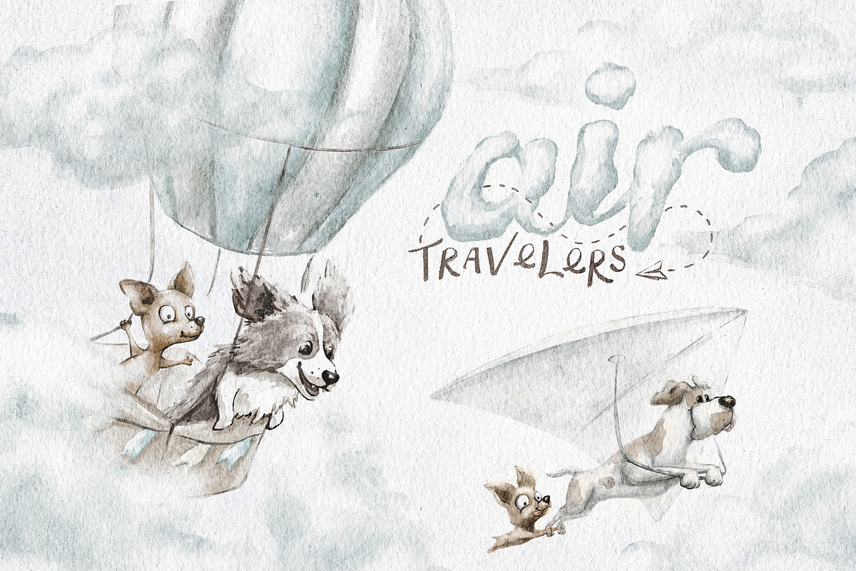 Air travelers. Hot air, hang glider, an Animal Illustration by MeadowFox (Photo 1 of 10)