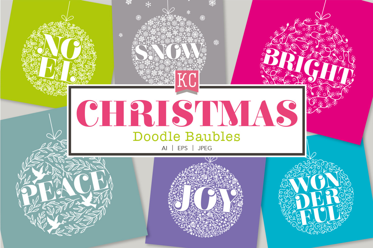 Christmas Doodle Baubles, a Decorative Illustration by Katy Clemmans (Photo 1 of 5)