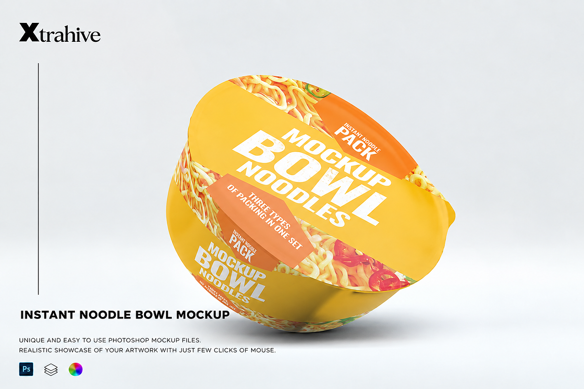 Instant Food Bowl Mockup, a Packaging Mockup by Xtrahive (Photo 1 of 2)