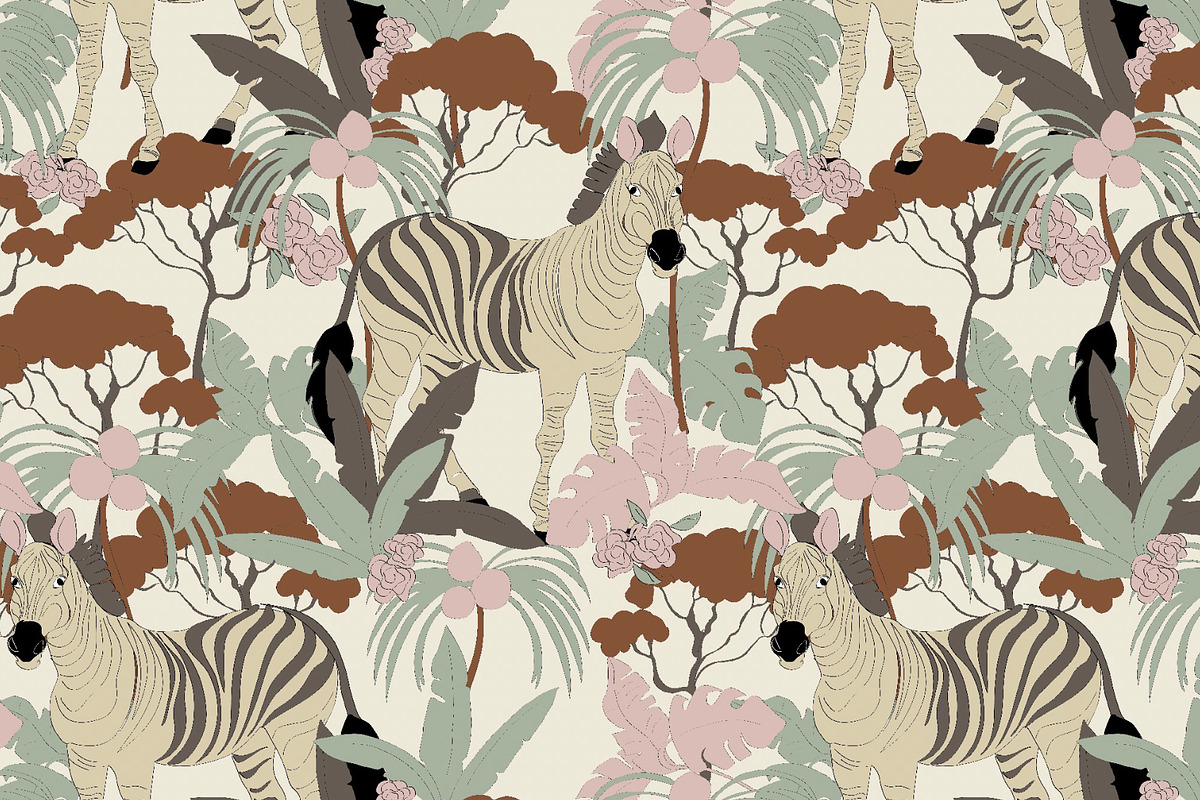 Animal tropical jungle zebra, a Pattern Graphic by Cotton Melon pattern Shop (Photo 2 of 5)