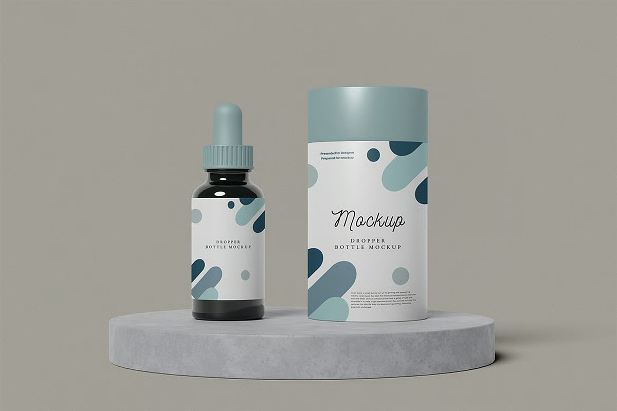 Droper Bottle Cylindrical Box Mockup, a Packaging Mockup by zpackcreative (Photo 5 of 5)