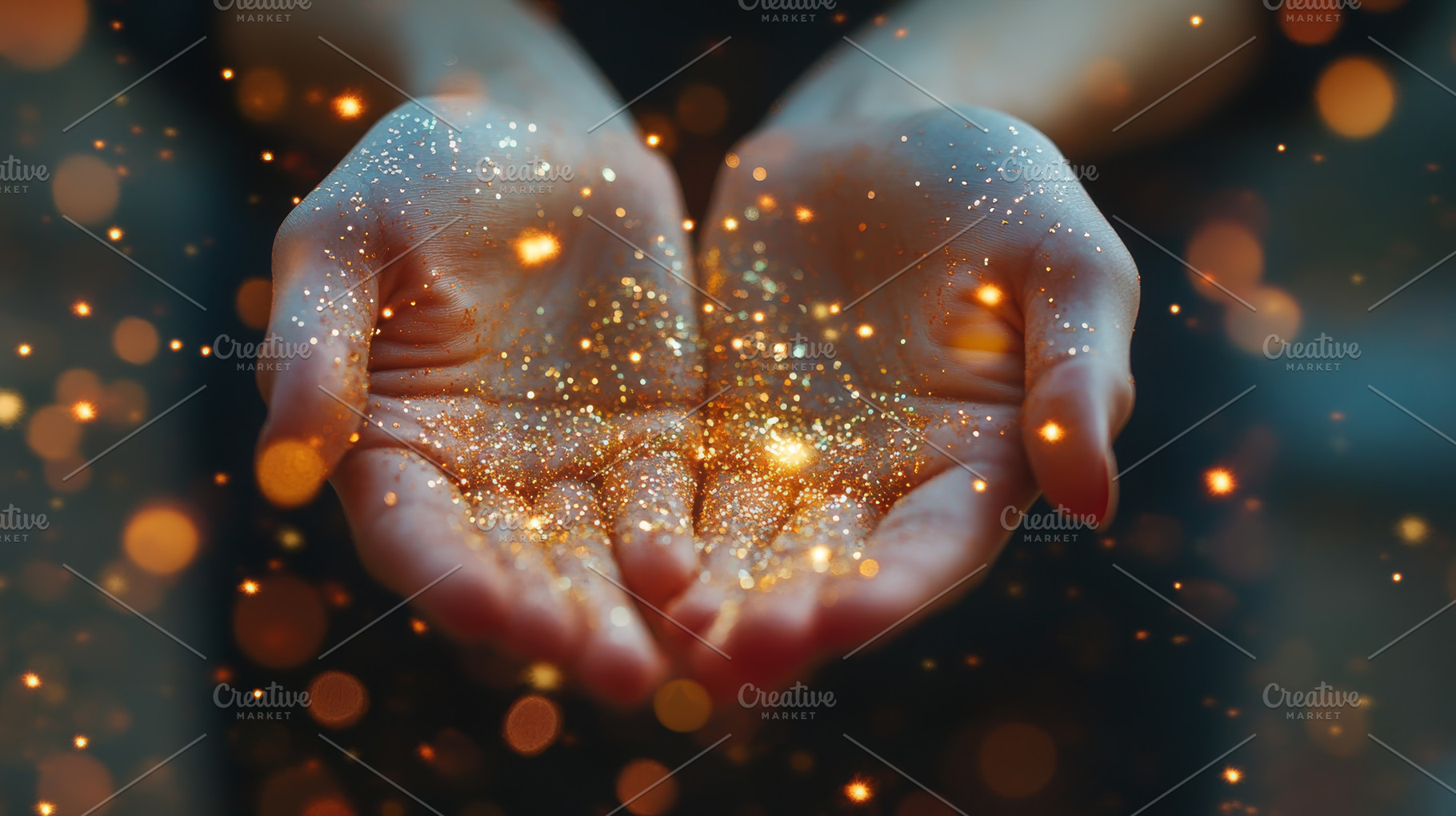 Hands Holding Sparkling Gold Glitter Particles, an Abstract Photo by Natalia Klenova's Shop