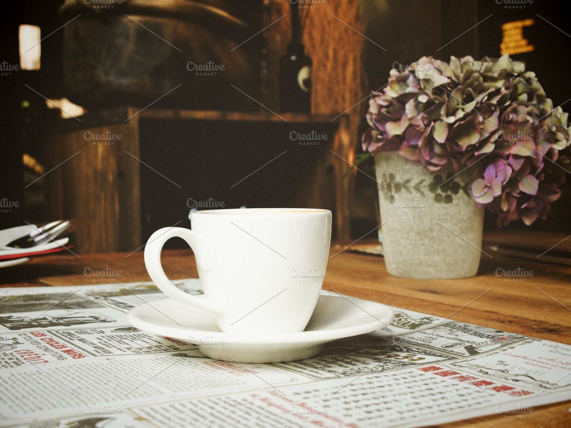 Cup Of Coffee And Newspaper
