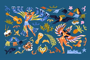 Carnival of Brazil set + backgrounds, a Decorative Illustration by PaperTrident