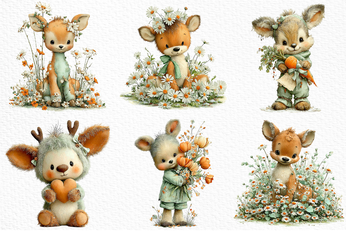 Whimsical Easter Reindeer Clipart, an Illustration by Craft Nest (Photo 3 of 11)