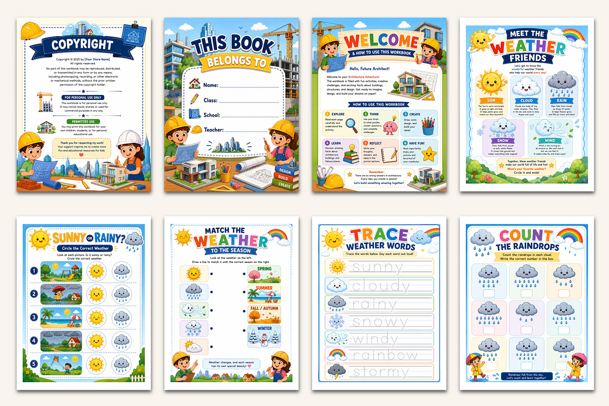 Architecture for Kids Workbook, a Stationery Template by Designmela01 (Photo 2 of 5)