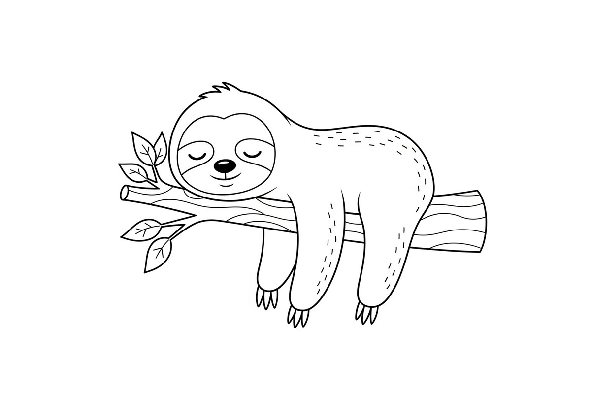 Cute Sloth Line Art Bundle, an Illustration by musafir_fashion (Photo 21 of 51)