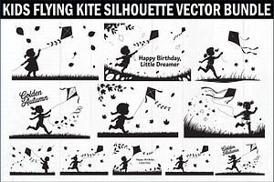 Kids Flying Kite Laser Cut Bundle, an Object Graphic by Designs_River