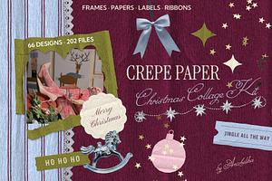 Crepe Paper Christmas Collage Kit, an Object Graphic by Anzhelika