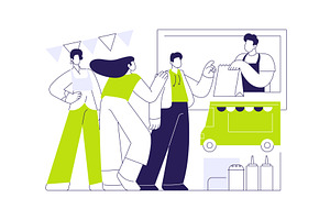 Queuing for food isolated cartoon, a Person Illustration by Visual Generation