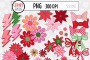 Retro Christmas Flowers Clipart, a Seasonal Illustration by SLS Lines (Thumbnail 3 of 6)