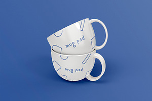 3d Two Coffee Mugs Mockup