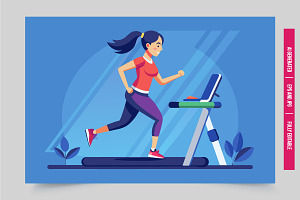 A woman in athletic wear runs on a t, an Illustration by Tanuart