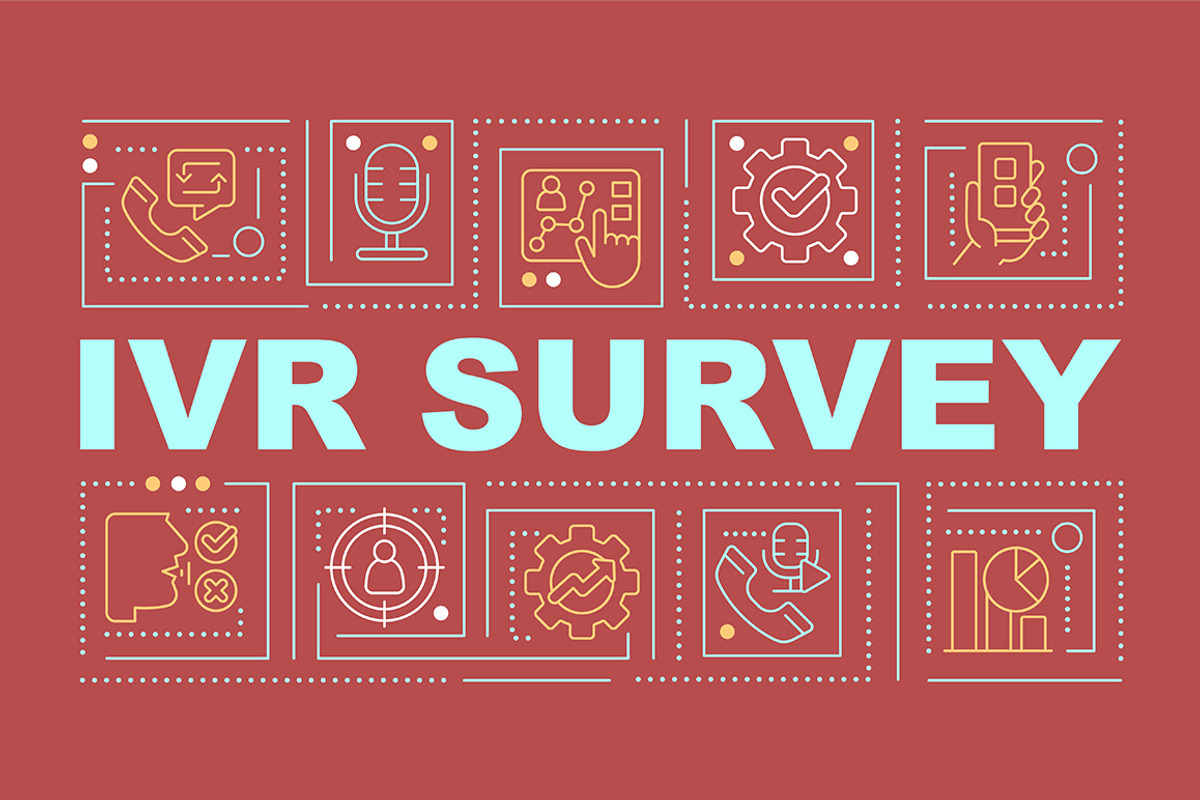 IVR survey word concepts red banner, a Templates & Theme by IMG Visuals