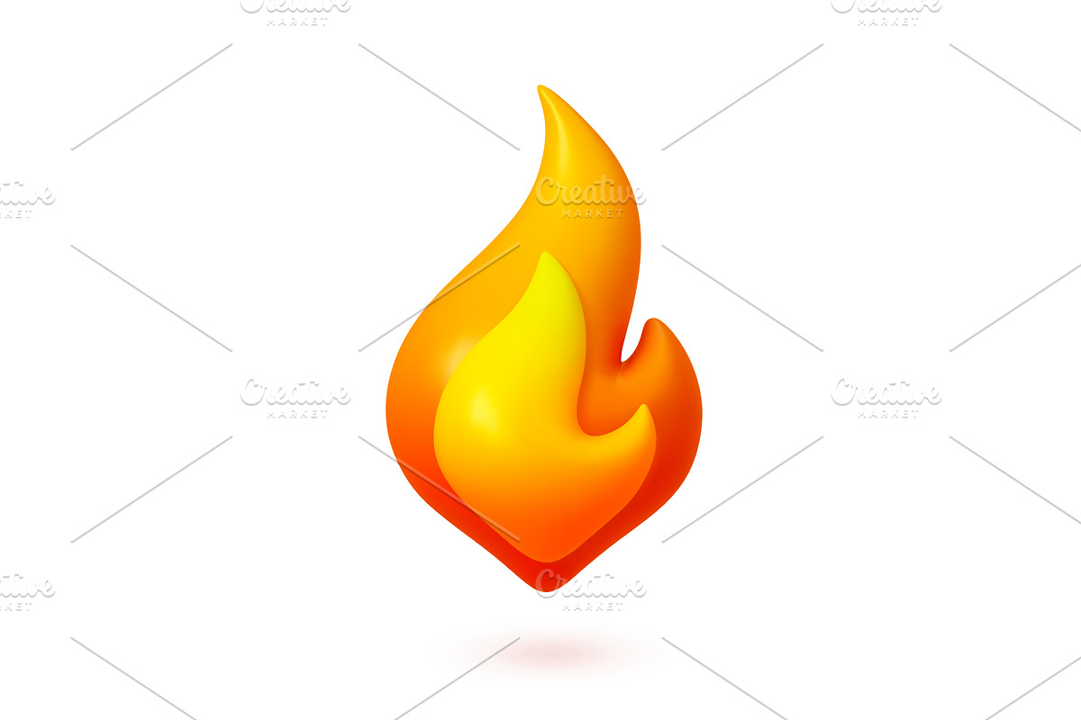 Render 3d fire symbol. Classic shape, an Illustration by Valerie Bodnar
