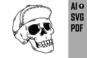 Skull In Skateboarder Cap