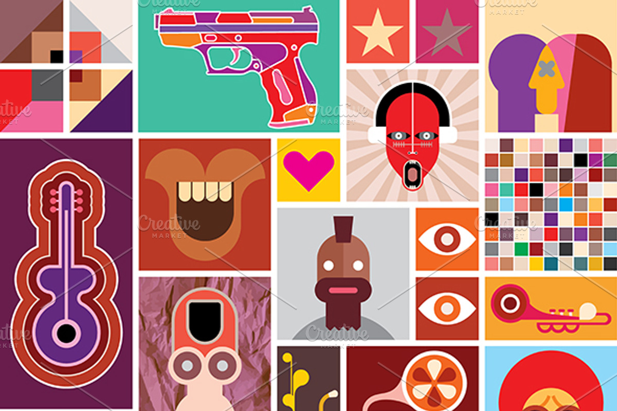Abstract Pop Art collage (2 artwork), an Illustration by danjazzia (Photo 2 of 3)