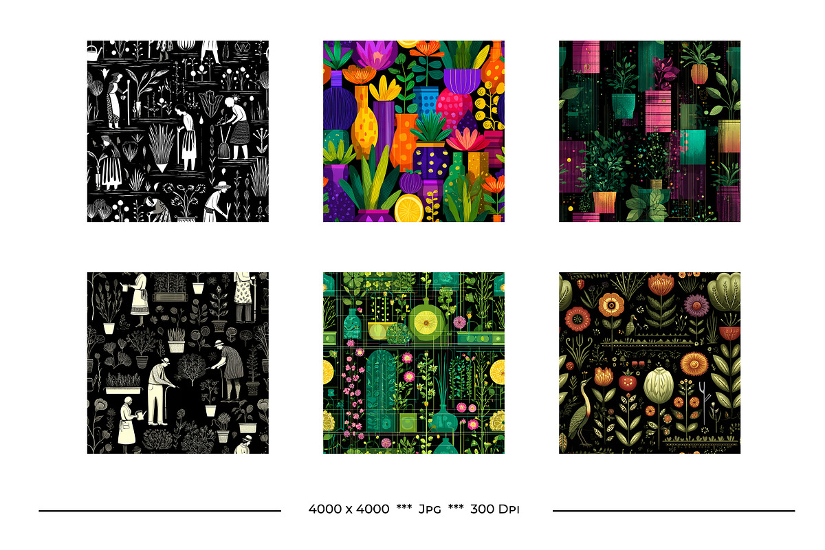 Gardening Retro Art Style Patterns, a Pattern Graphic by karenfoleyphoto (Photo 5 of 14)