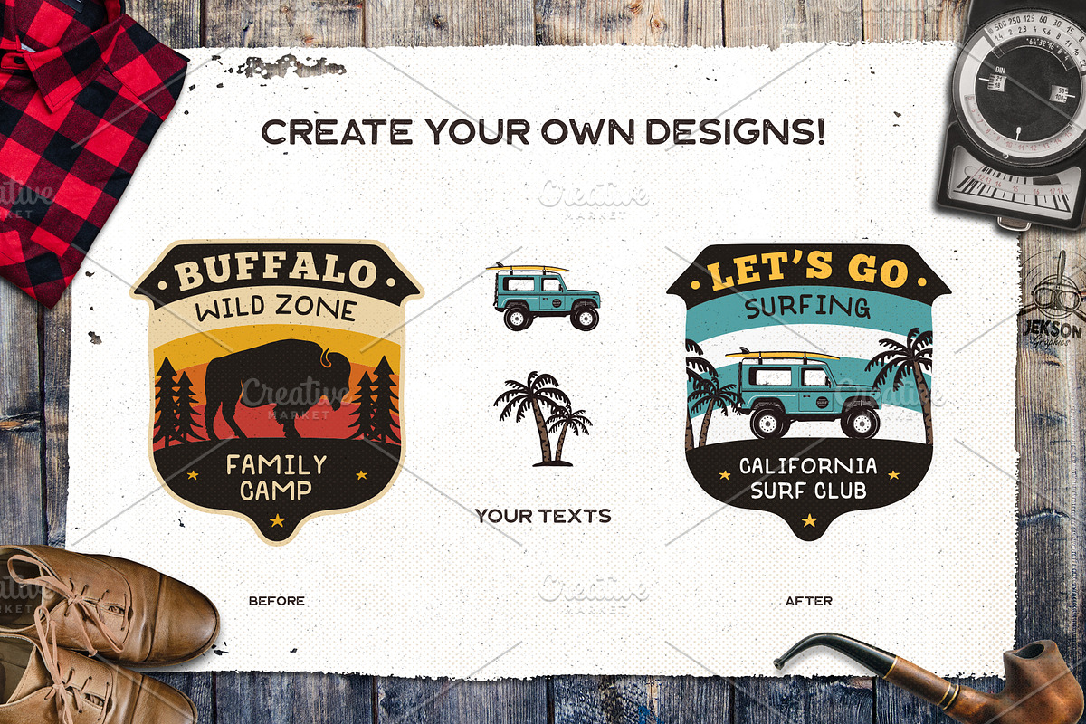 Retro Camp Road Trip Badge Kit, a Branding & Logo Template by JeksonGraphics (Photo 7 of 10)