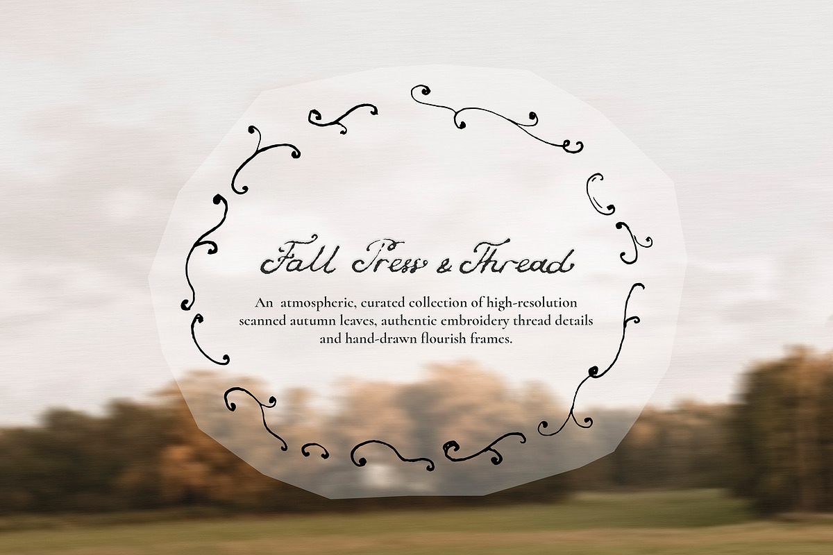 Fall Press & Thread - Collage Kit, an Object Graphic by Watercolor_Ma