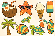 Summer Retro Clipart Pack, a Seasonal Illustration by KiddoGlyphs Studio (Thumbnail 2 of 4)