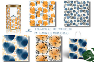 10 Seamless watercolor patterns, a Pattern Graphic by Winged Graphics