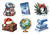 Christmas Travel Watercolour Clipart, an Illustration by Daily.Designs (Thumbnail 2 of 5)