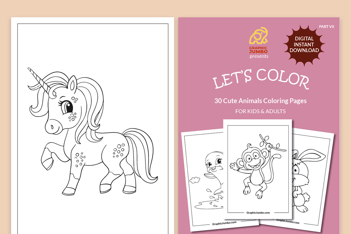 30 Cute Animals Coloring Pages, an Animal Illustration by Design Unique (Photo 2 of 5)