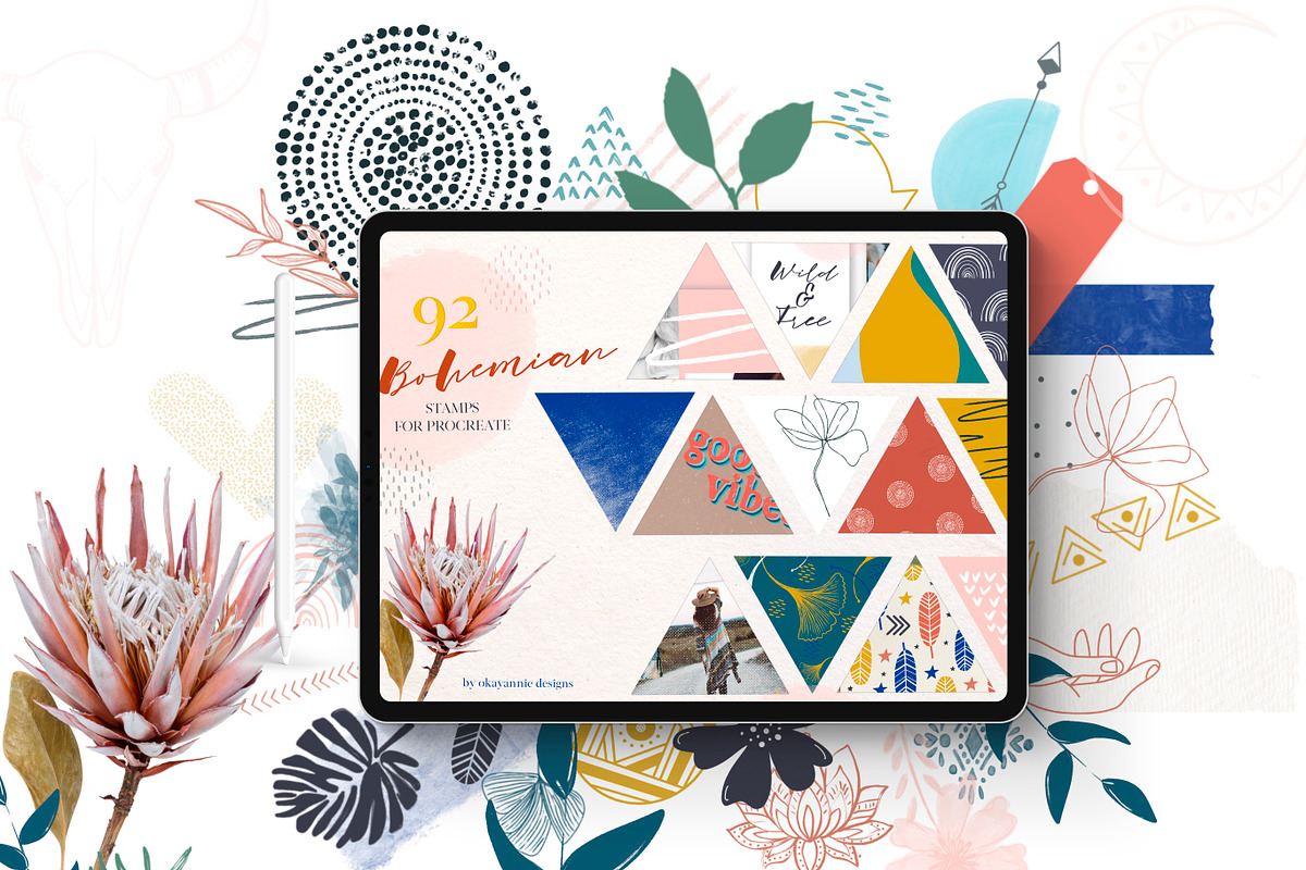 Bohemain Brush pack for Procreate, a Brush Add-On by OkayAnnie Designs (Photo 1 of 12)