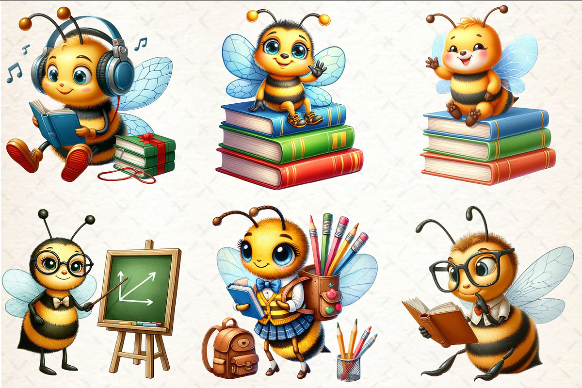 Back to School Bee Sublimation Clipa, a Seasonal Illustration by Rose Art (Photo 4 of 4)