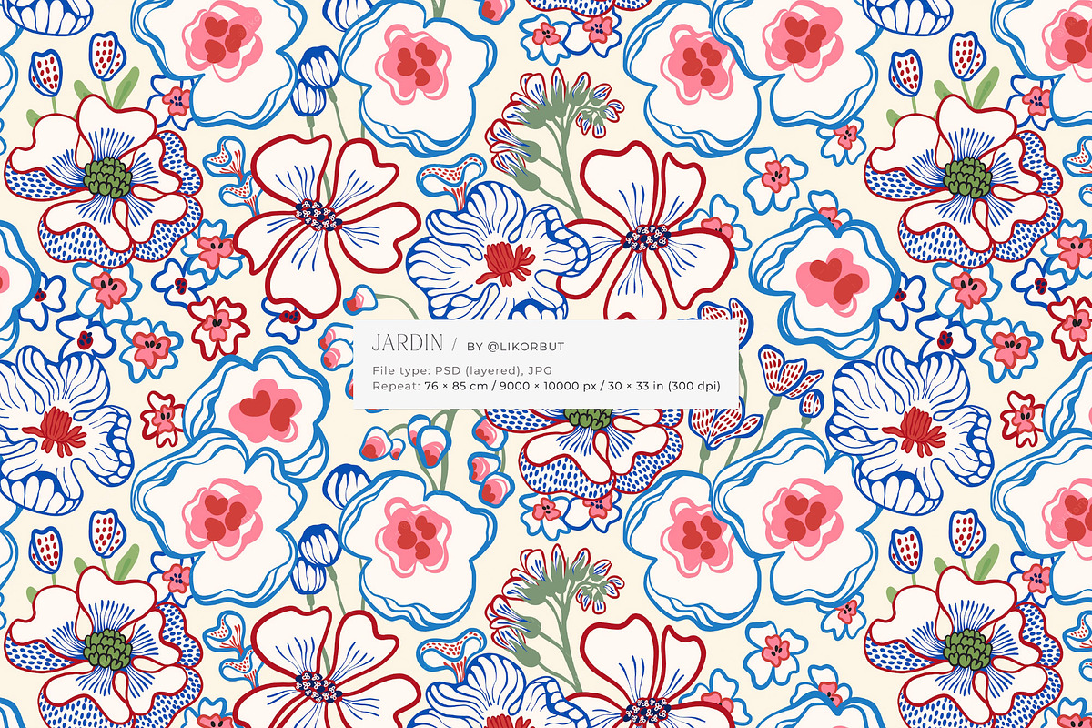 Mediterranean Bold Flower Pattern, a Pattern Graphic by likorbut (Photo 2 of 13)
