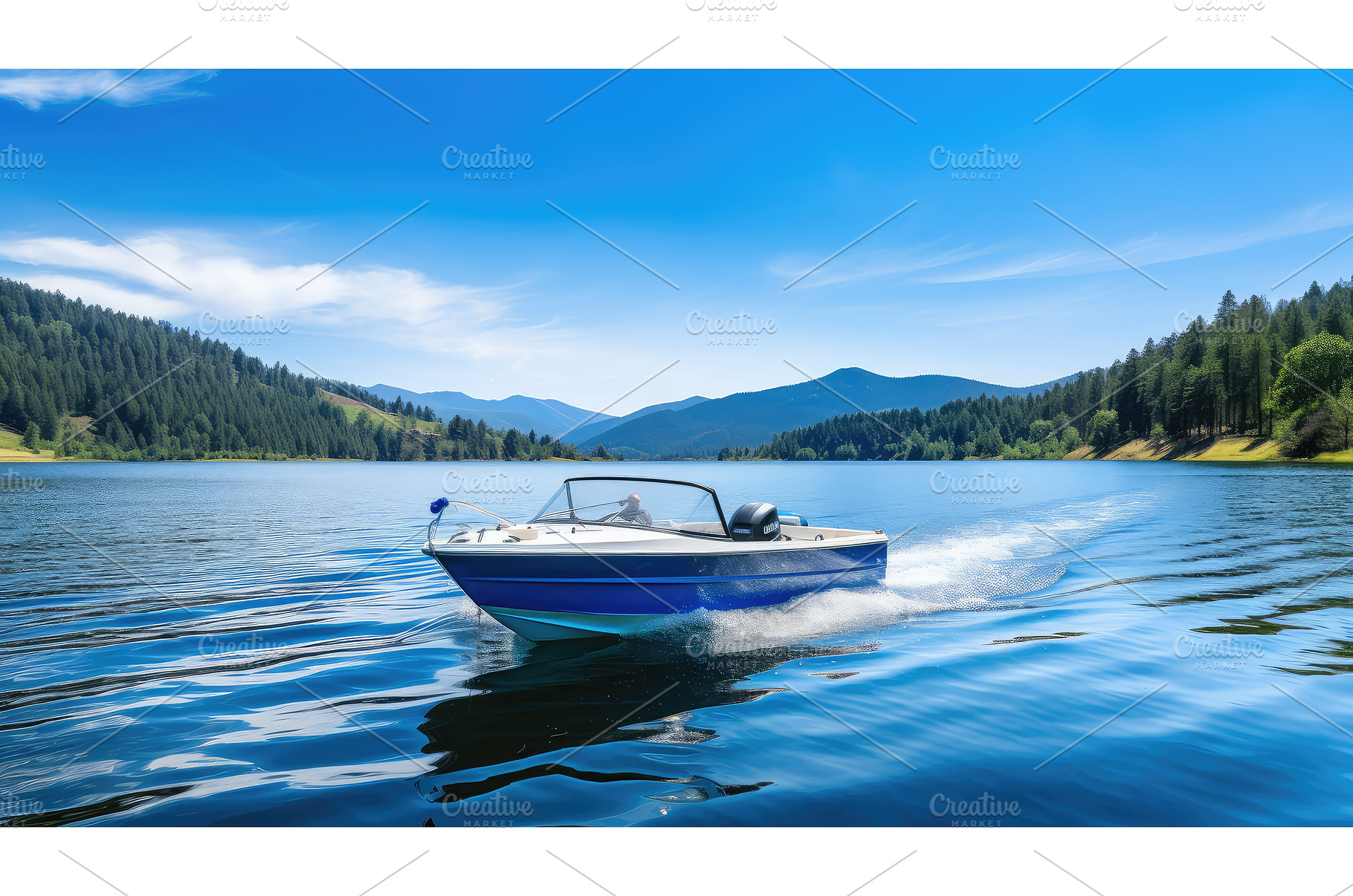 boating motorboat lake ai generated, a Sports & Recreation Photo by pikepicture