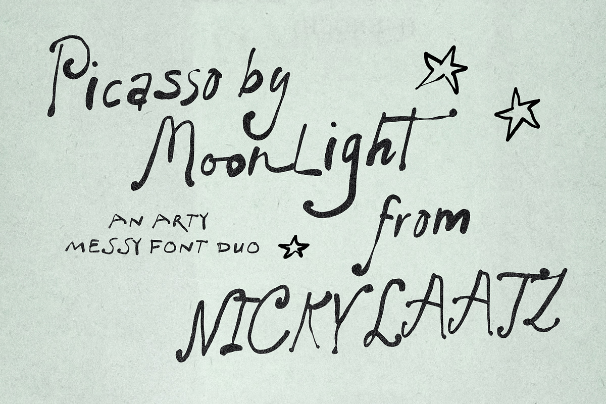 Picasso by Moonlight Font Duo, a Handwritten Font by Nicky Laatz (Photo 1 of 17)