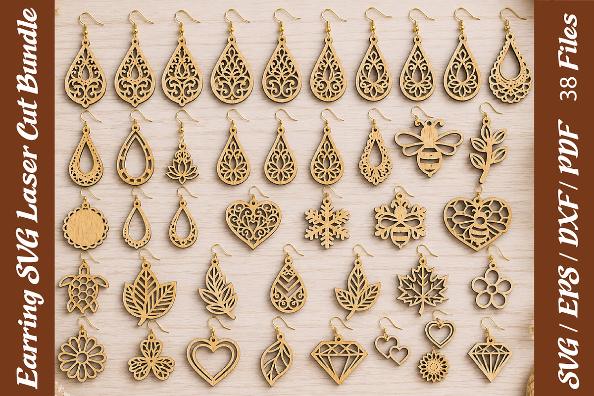 Earring SVG Laser Cut Bundle, an Object Graphic by DreamCafeArt (Photo 1 of 4)