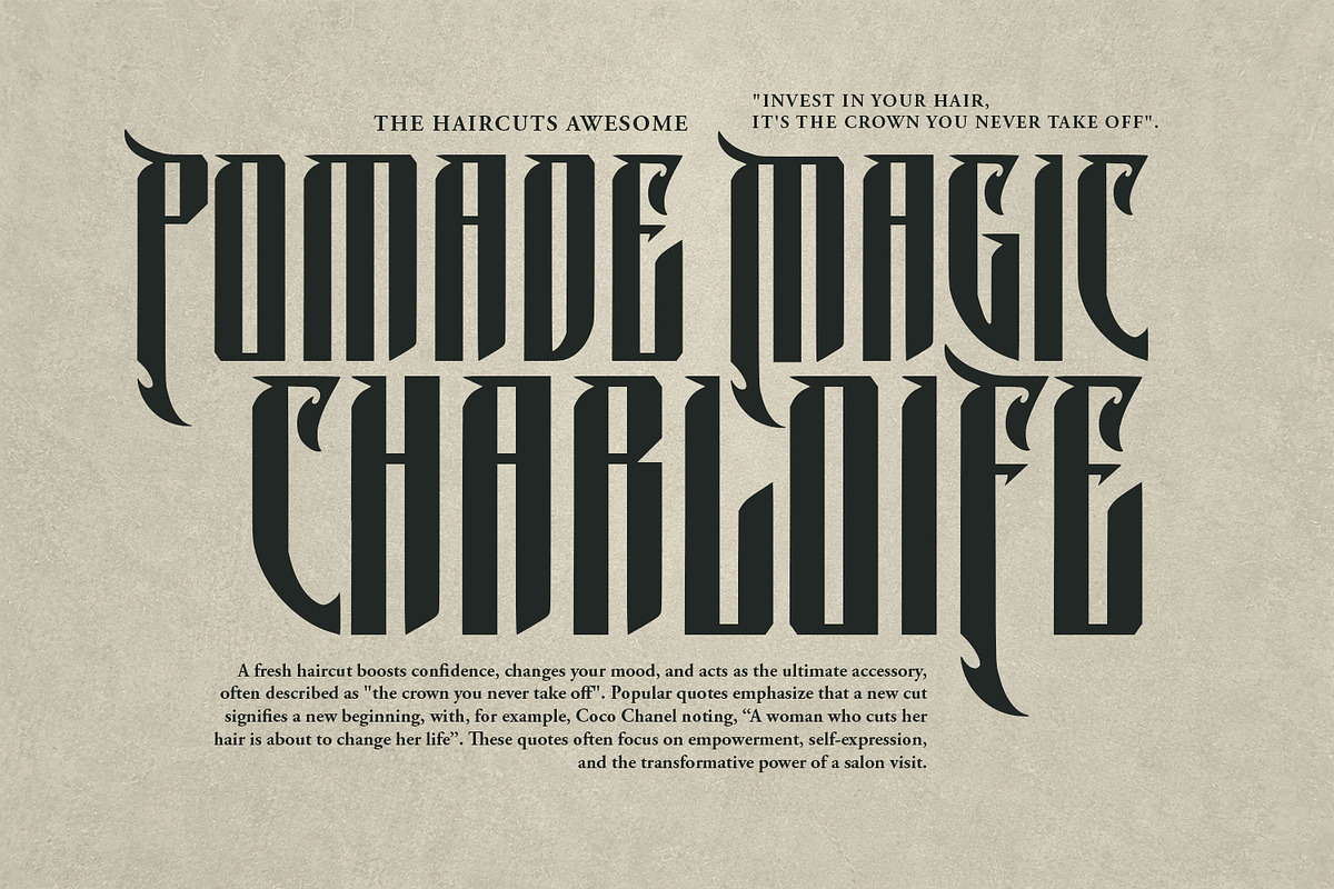 Puscreb Modern Mystical Blackletter, a Blackletter Font by Maulana Creative (Photo 5 of 7)