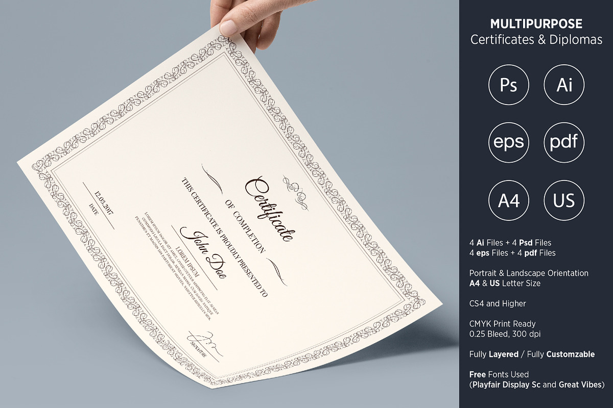 Multipurpose Certificates & Diplomas, a Stationery Template by Studio Nordic (Photo 2 of 2)